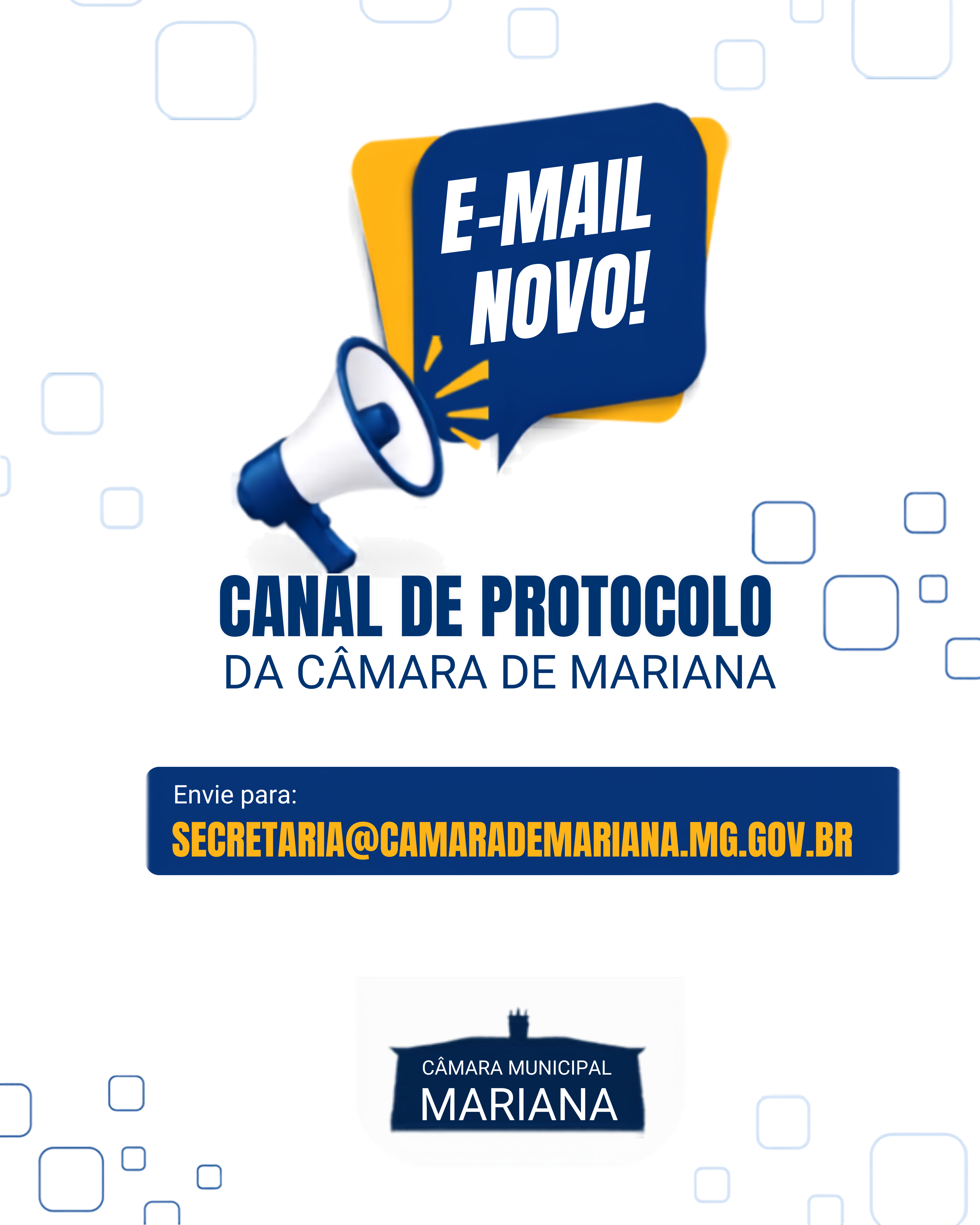Câmara estabelece novo e-mail para protocolo de documentos