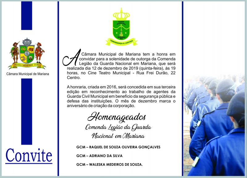 Câmara homenageará Guardas Civis do Município no mês de aniversário da corporação