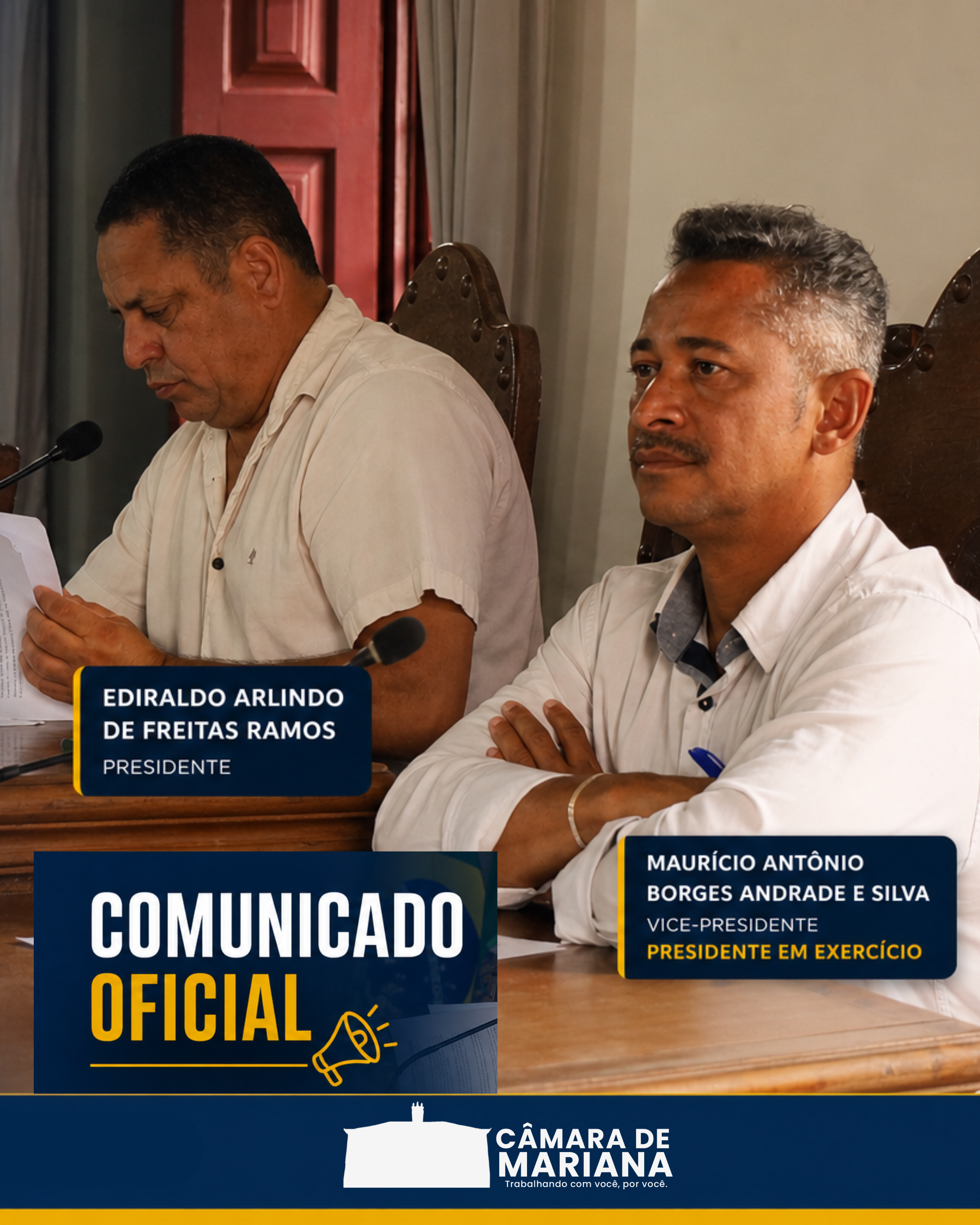 Vice-Presidente Maurício Silva assume a presidência da Câmara de Mariana interinamente