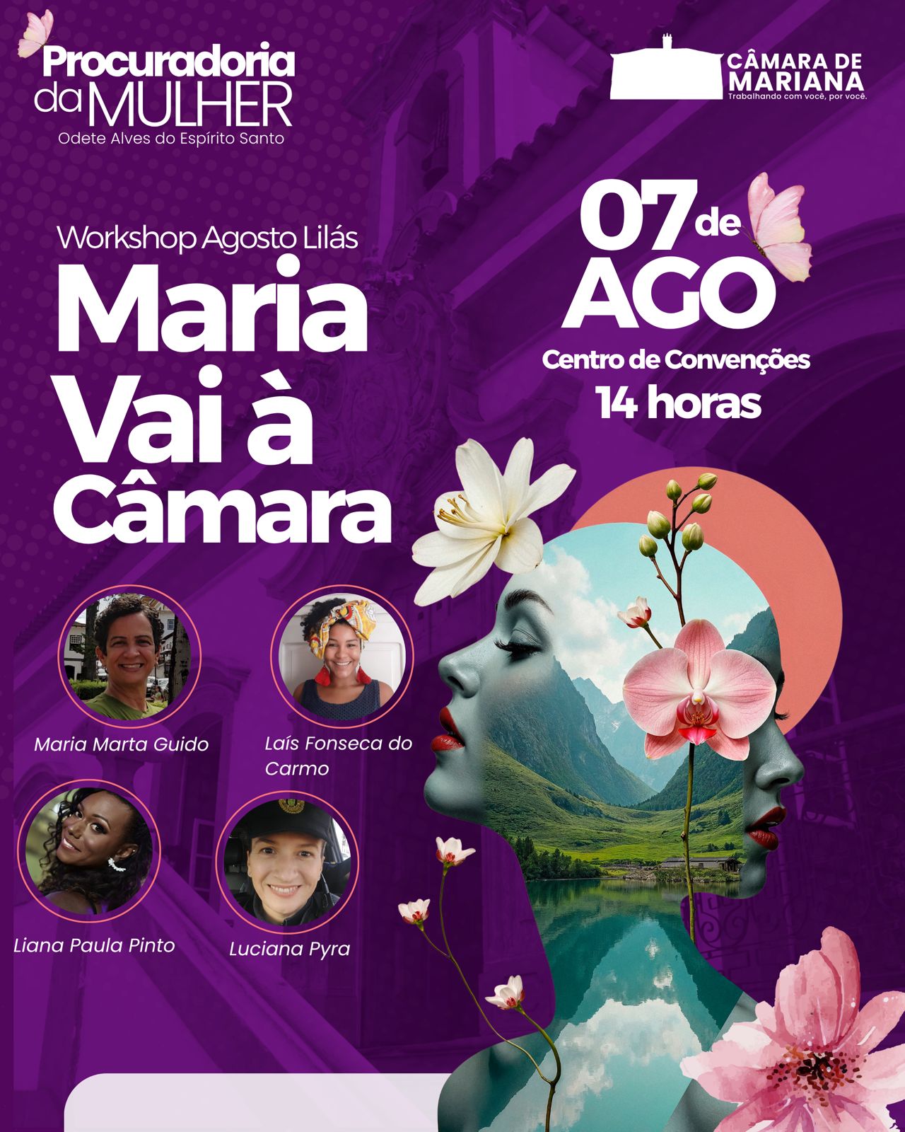 Procuradoria da Mulher promove workshop “Maria Vai à Câmara” como parte da campanha Agosto Lilás