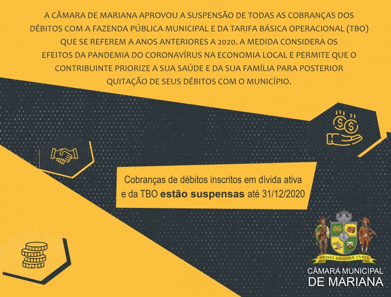Em virtude da pandemia, vereadores aprovam moratória para contribuintes com dívida ativa