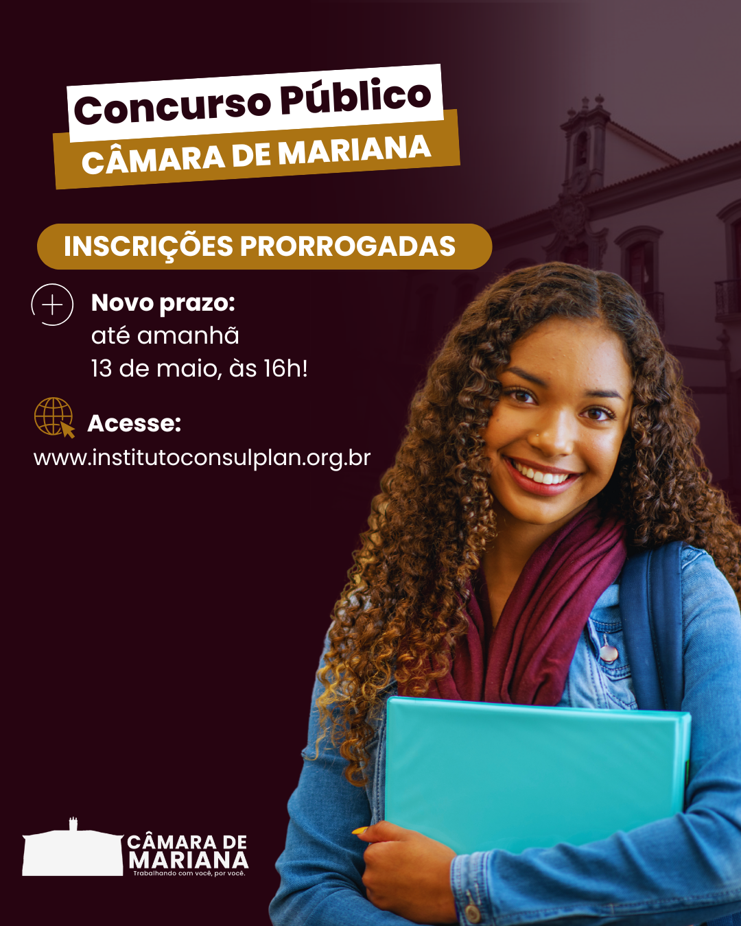 Concurso Público da Câmara de Mariana tem inscrições prorrogadas até o dia 13 de maio