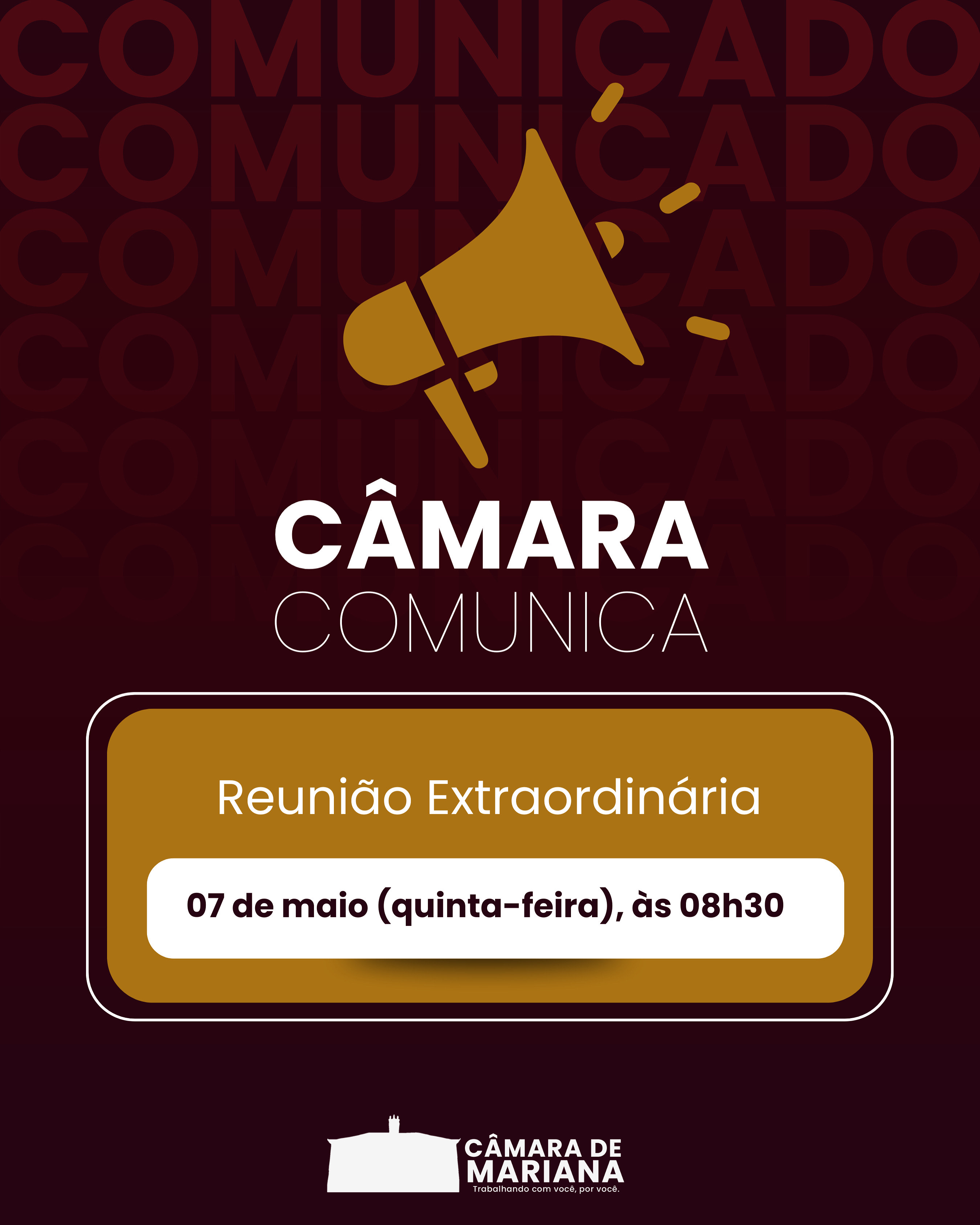 Câmara de Mariana realizará Extraordinária nesta quinta-feira, dia 07