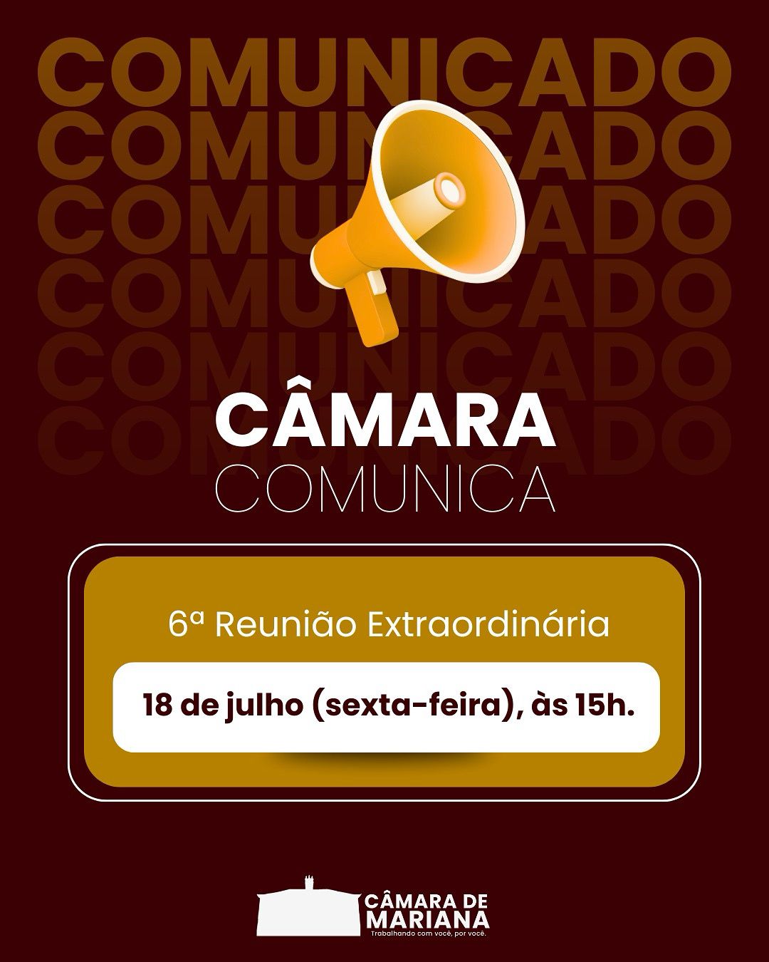 Câmara de Mariana realizará reunião extraordinária nesta sexta-feira (18)