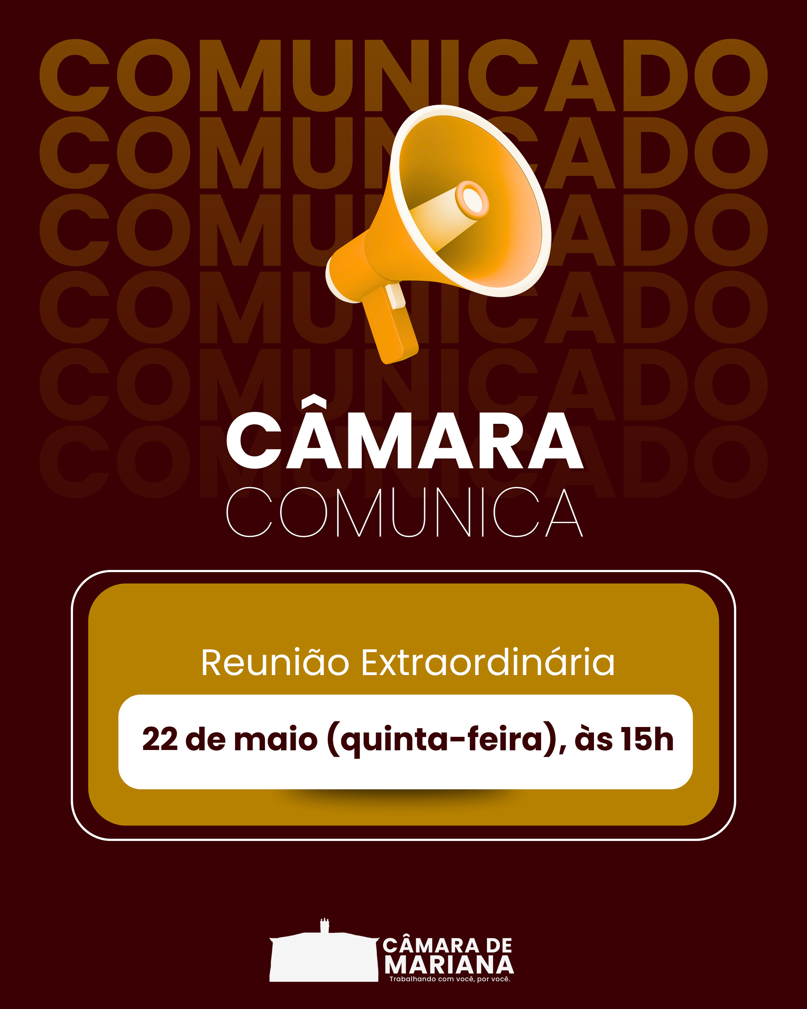 Câmara de Mariana realizará Extraordinária nesta quinta-feira, dia 22